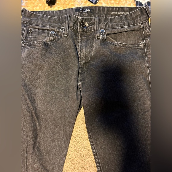 BLACK DENIM SLIM STRAIGHT JEANS - Picture 1 of 3